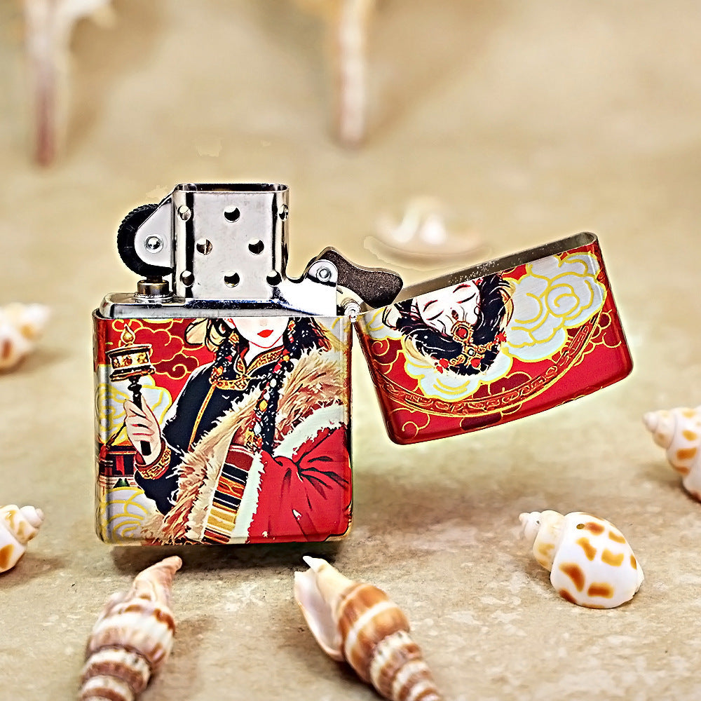 Zippo High Polish Red Color Printed Zaki Lhamo Female Deity - CS02