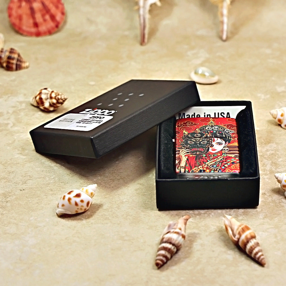 Zippo High Polish Red Color Printed Zaki Lhamo Female Deity - CS02