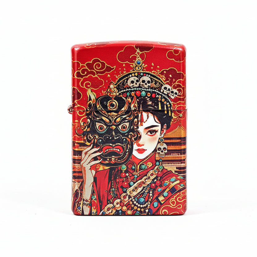Zippo High Polish Red Color Printed Zaki Lhamo Female Deity - CS02