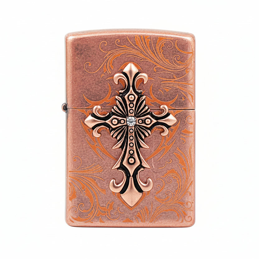 Zippo Ornate Cross Antique Copper - KR07