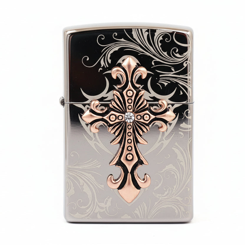 Zippo Ornate Cross Black Ice - KR06