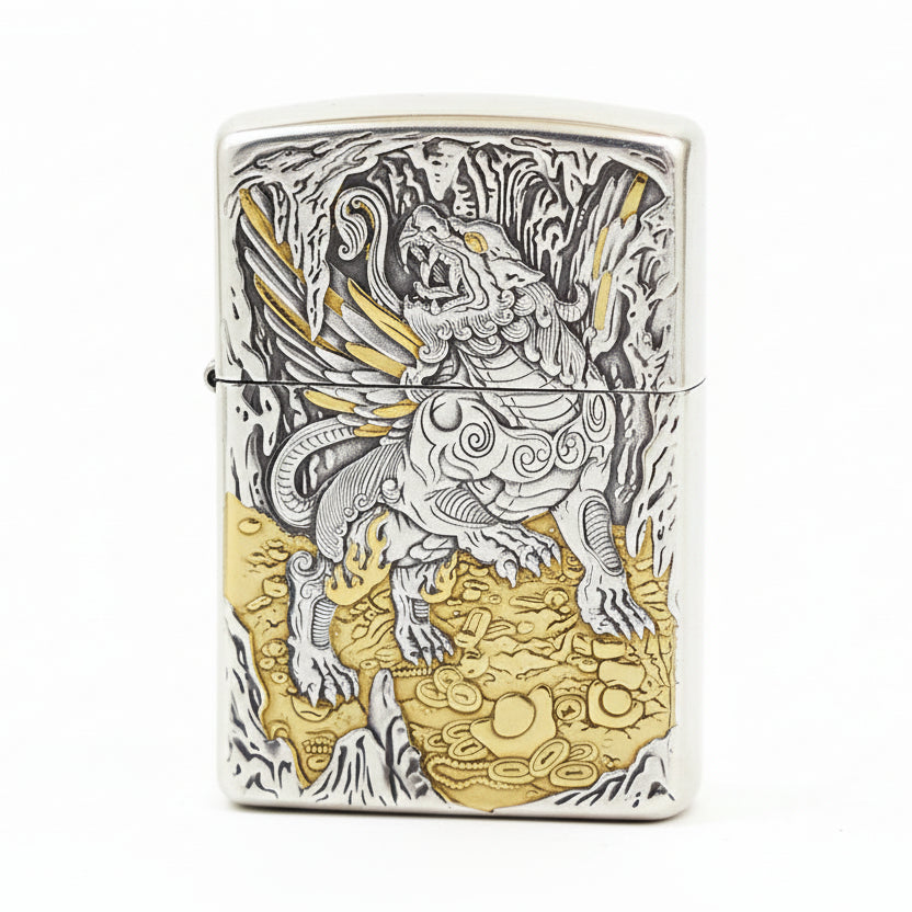 Zippo 'Pixiu Attracting Wealth' Deep Carve Two-Tone - DS120