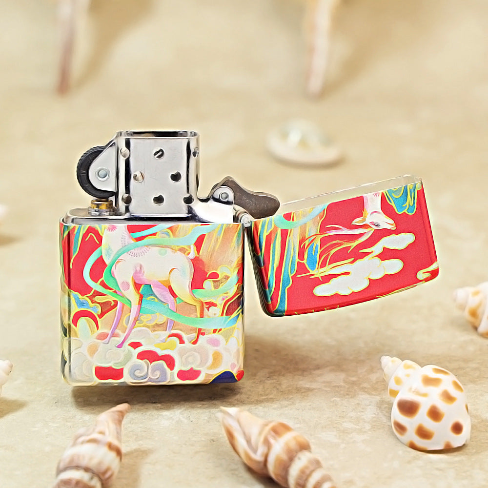 Zippo Red Color Printed Nine-Colored Divine Deer and Moon - CS21