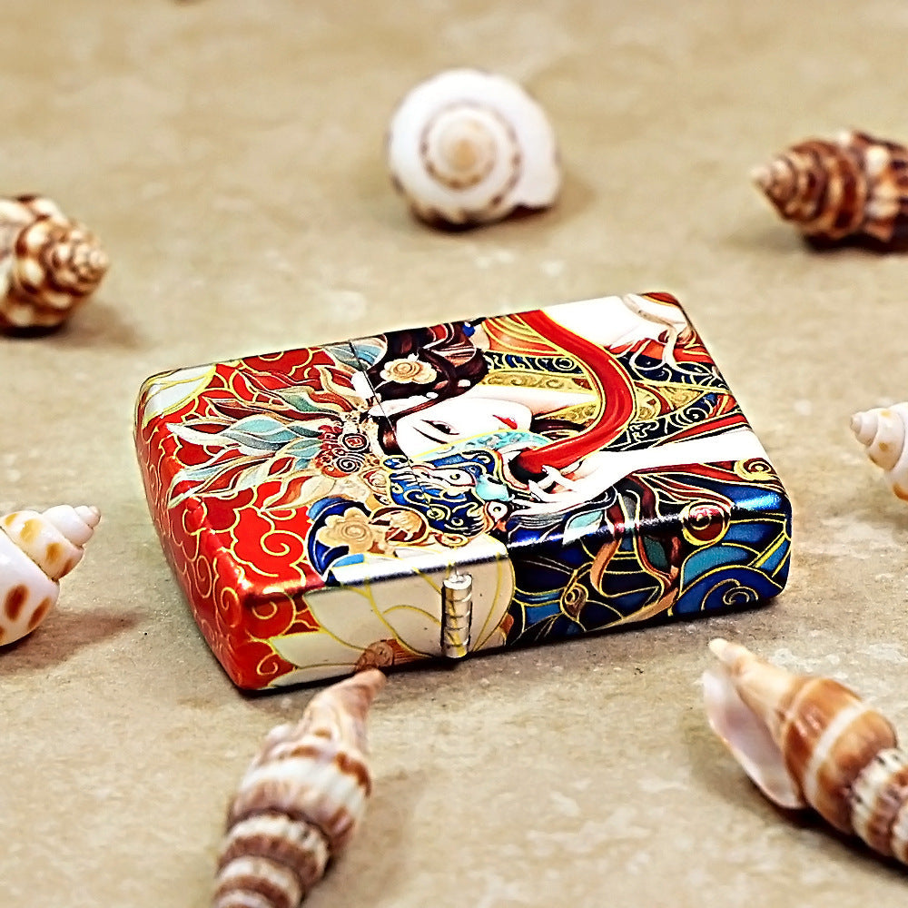 Zippo Red Color Printed Regal Tibetan Style Deity with Mask - CS23