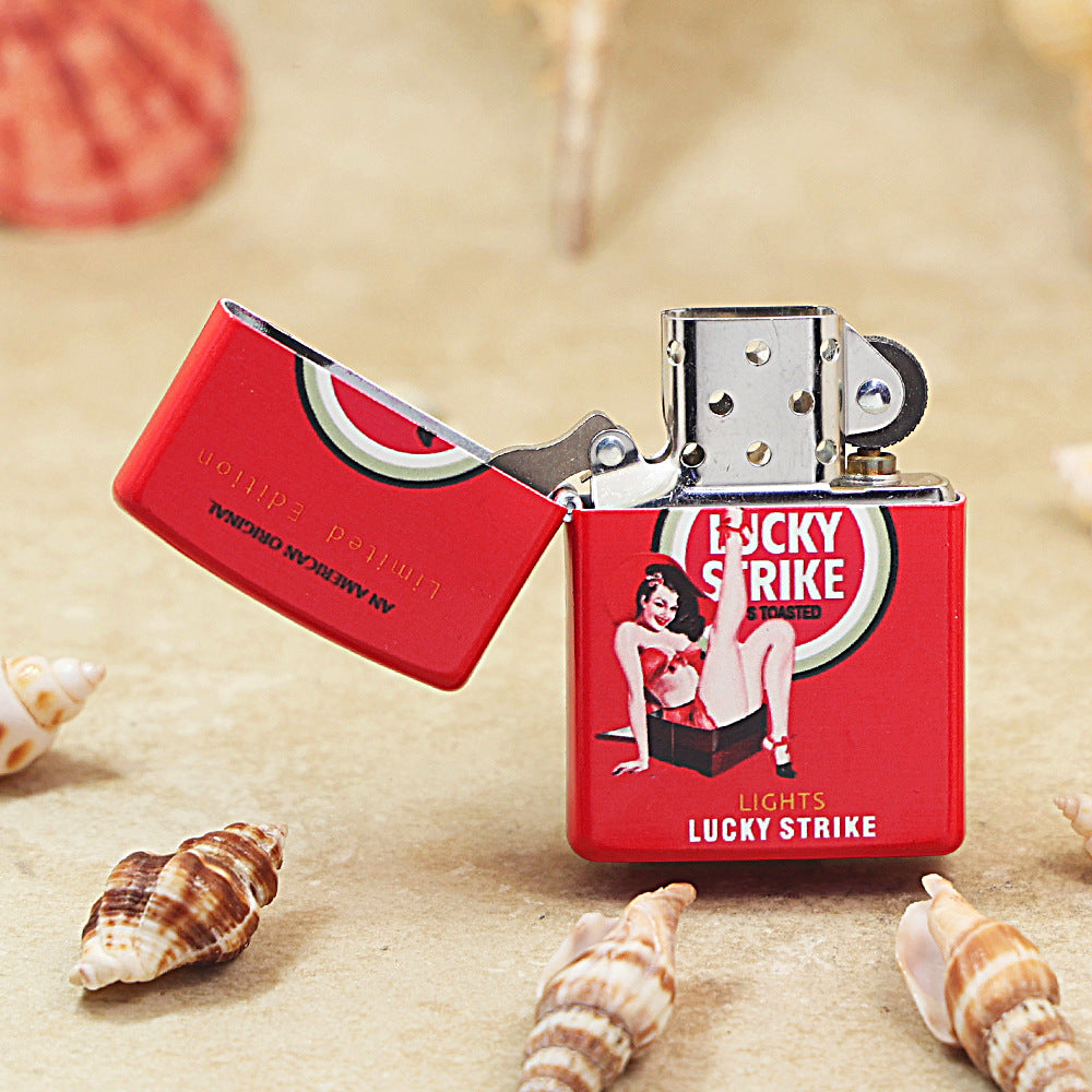 Zippo Red Matte Color-Printed Lucky Strike Pin-Up Girl - CS09