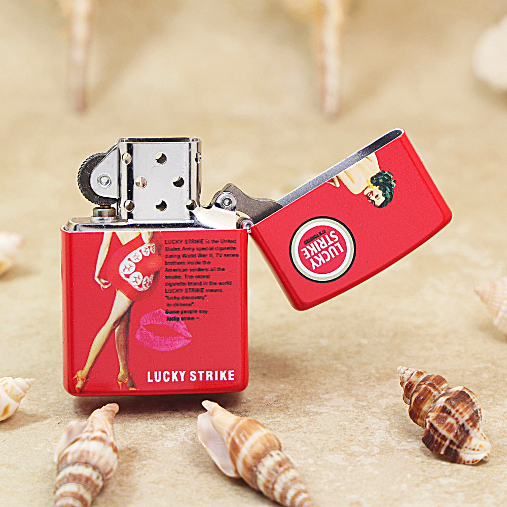 Zippo Red Matte Color-Printed Lucky Strike Pin-Up Girl - CS09