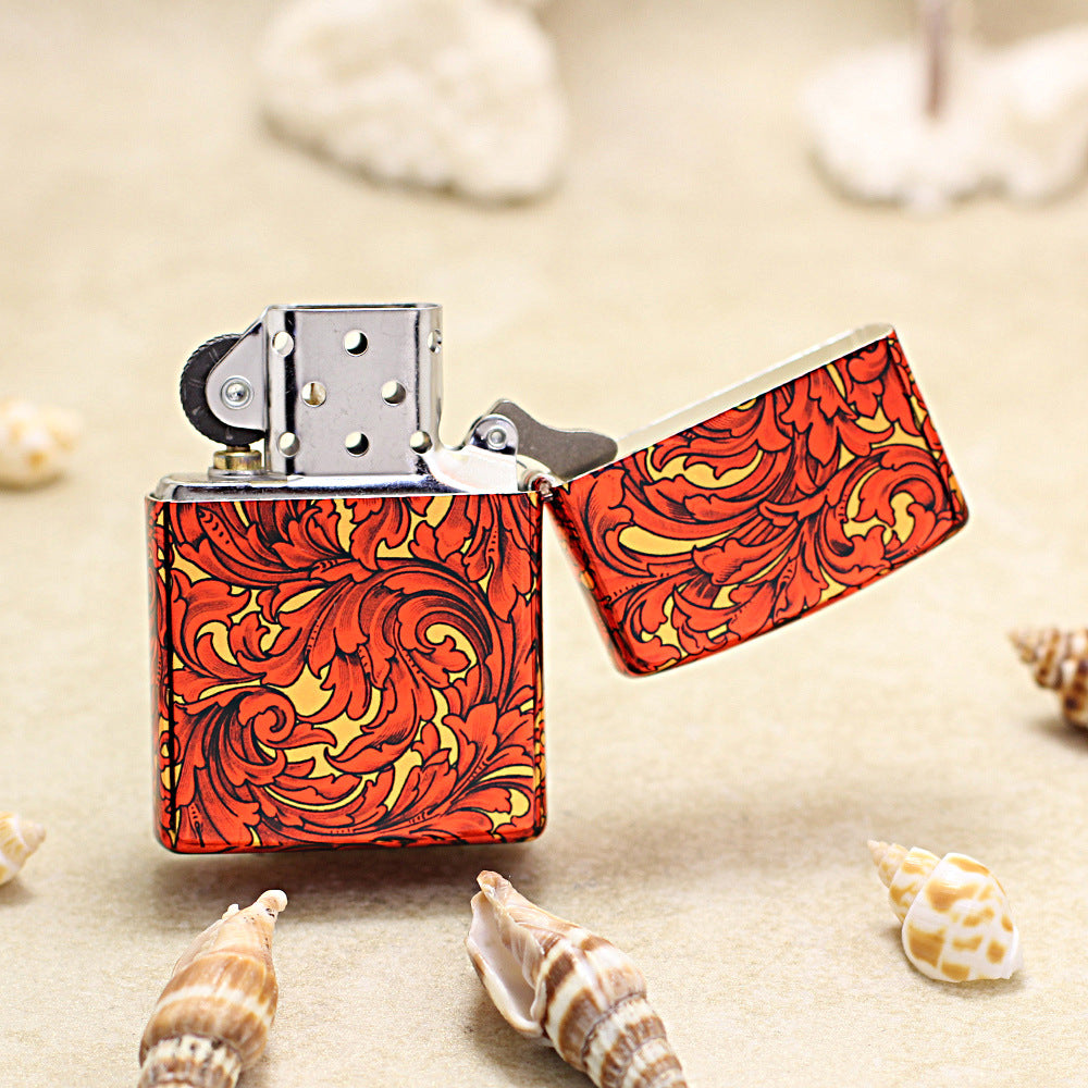 Zippo Red and Gold Color Printed Large Arabesque Pattern - CS08