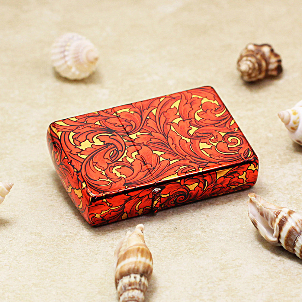 Zippo Red and Gold Color Printed Large Arabesque Pattern - CS08