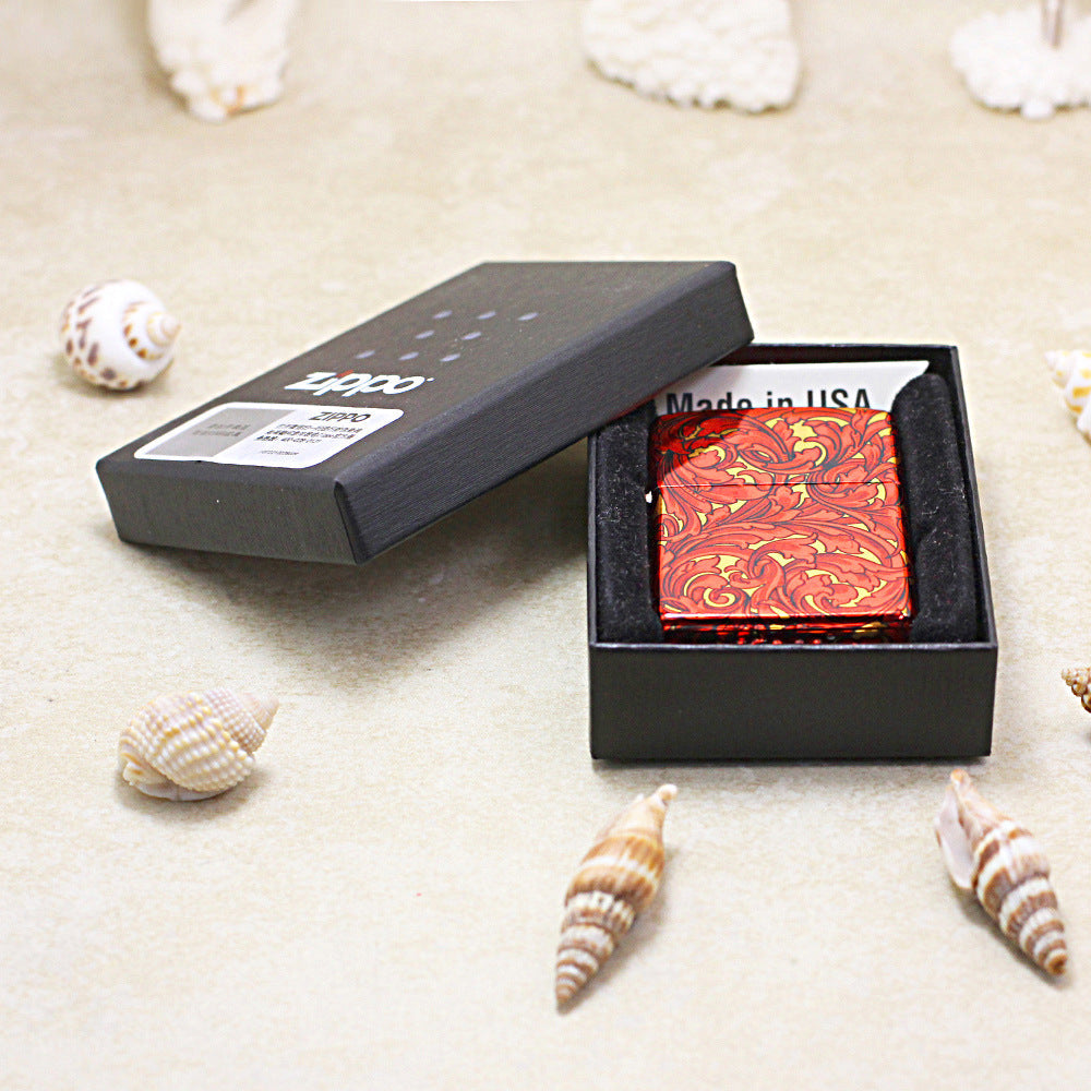 Zippo Red and Gold Color Printed Large Arabesque Pattern - CS08