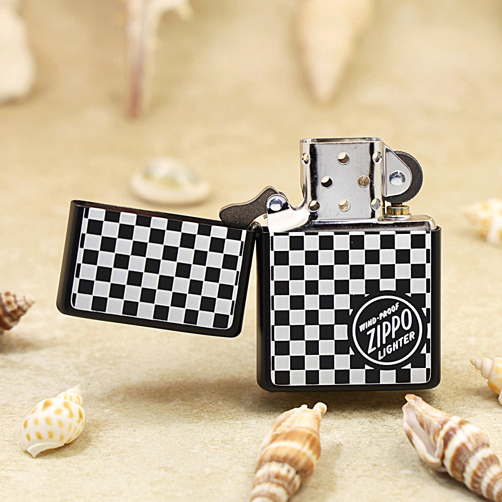 Zippo Retro Flat Top Black & White Checkerboard Edition - KR13