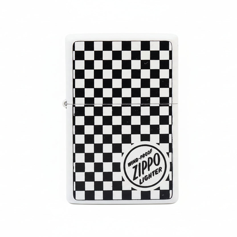 Zippo Retro Flat-Top Checkered Pattern (White Enamel) - KR12