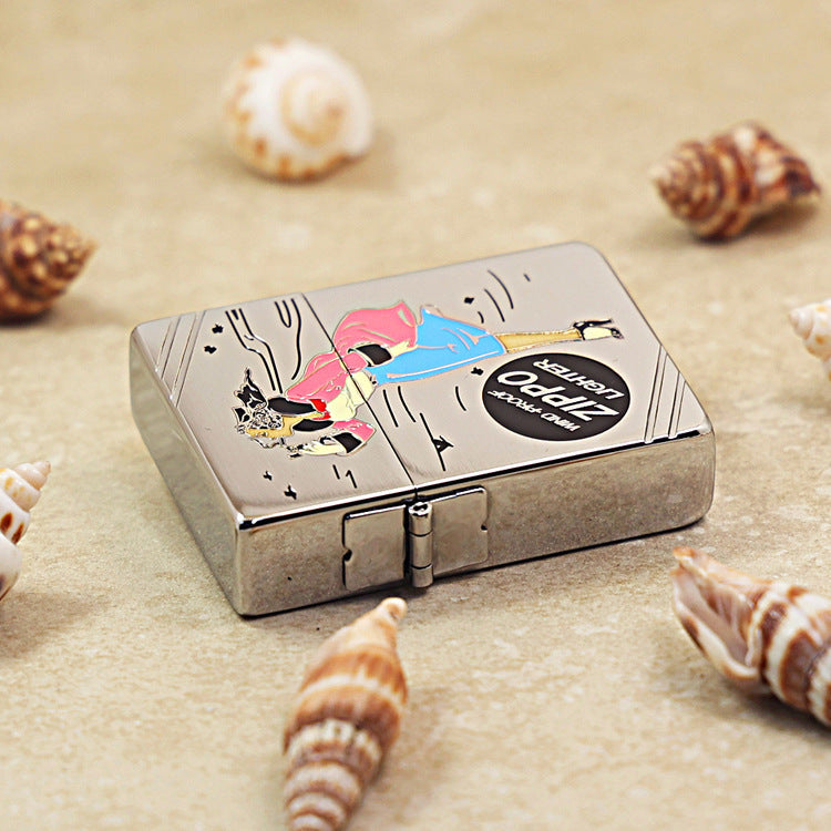 Zippo Silver Color Printed Vintage Pin-Up Girl in the Wind - CS03
