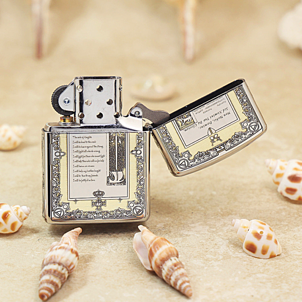 Zippo Silver Deep Carved Knights Templar Declaration - SC09