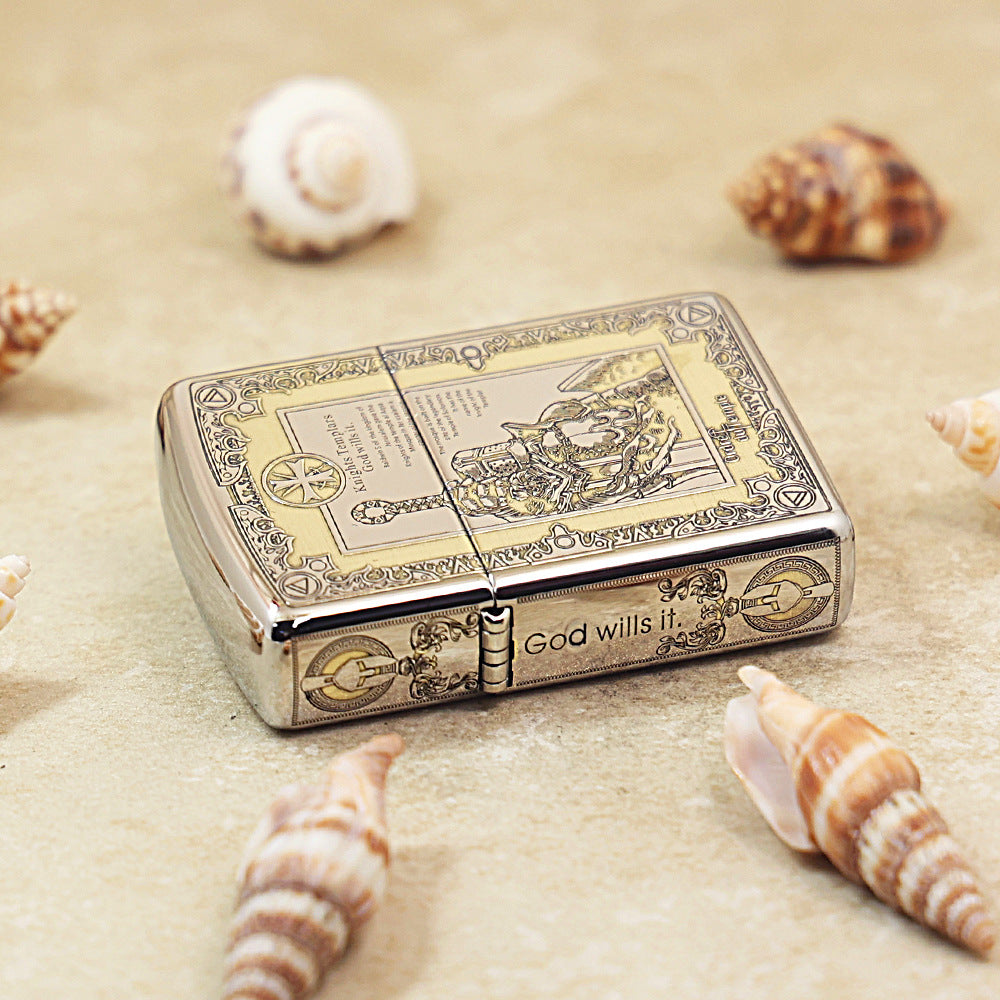 Zippo Silver Deep Carved Knights Templar Declaration - SC09