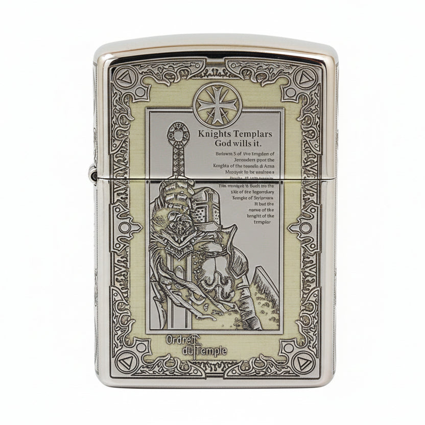 Zippo Silver Deep Carved Knights Templar Declaration - SC09