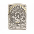 Zippo Silver Deep Carved White Tara Bodhisattva on Lotus - SC28