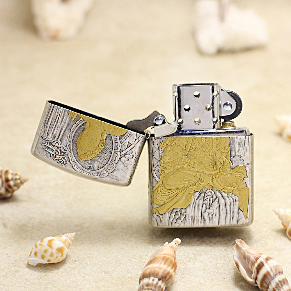 Zippo Silver-Plated 'Enlightenment Buddha' with Gold Accents - DS149