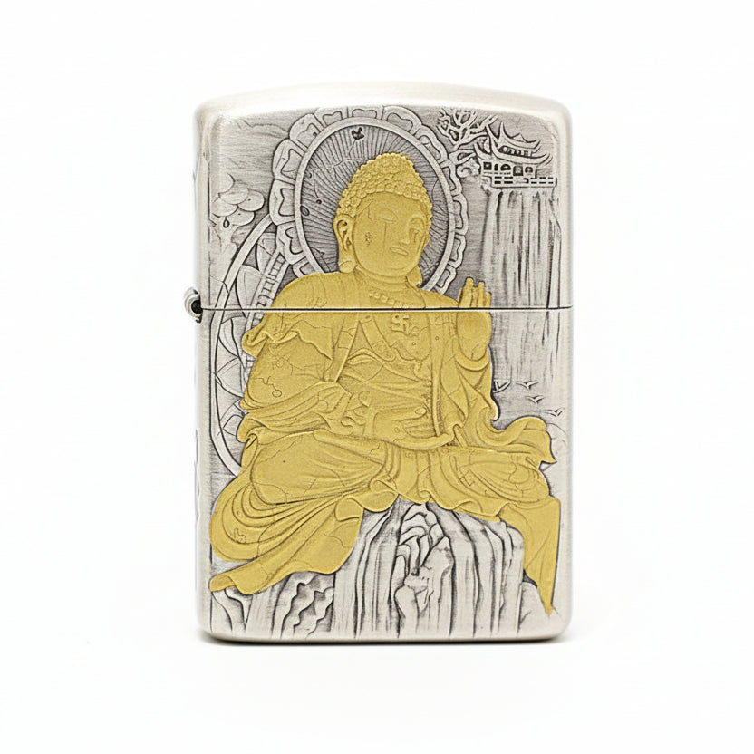 Zippo Silver-Plated 'Enlightenment Buddha' with Gold Accents - DS149
