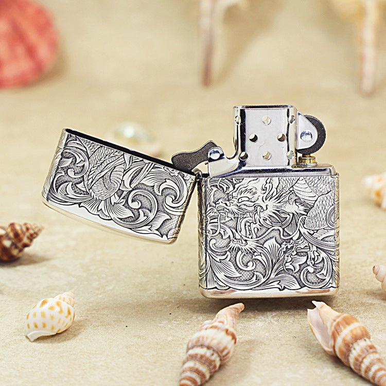 Zippo Silver-Plated 'Tang Grass Dragon' (Bamboo Box Edition) 162-DS50