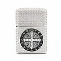 Zippo Silver-Toned Heavy Studded St. Benedict's Cross Emblem - CM08