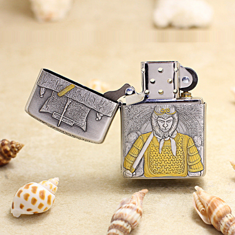 Zippo Silver and Gold Deep Carved Monkey King Figure - SC13