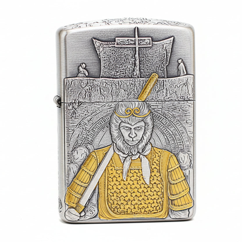 Zippo Silver and Gold Deep Carved Monkey King Figure - SC13