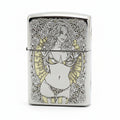 Zippo Silver and Gold Deep Carved Rose Frame Pin-Up Girl - SC24