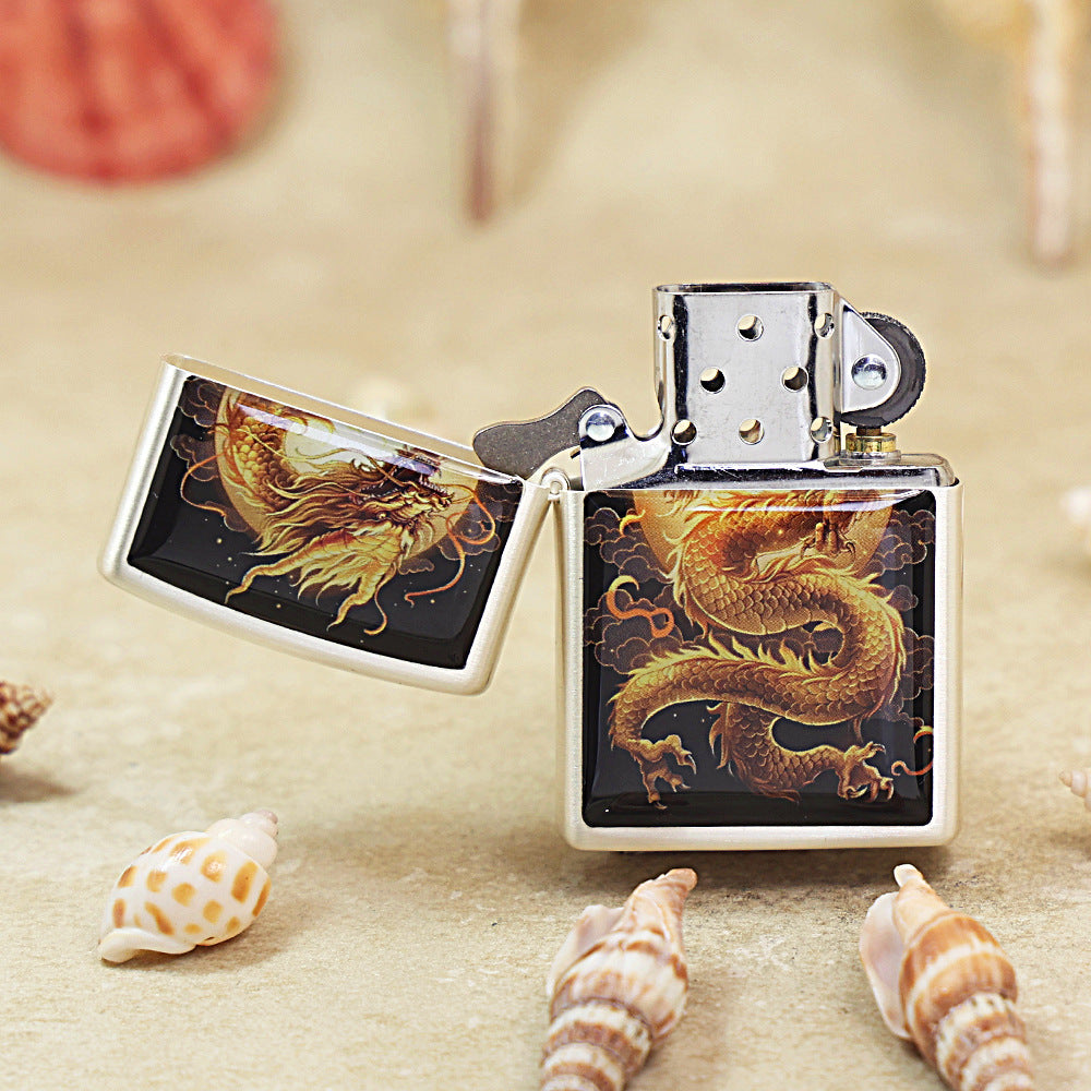 Zippo Smoked Chrome 'Flying Dragon In The Sky' - DS127
