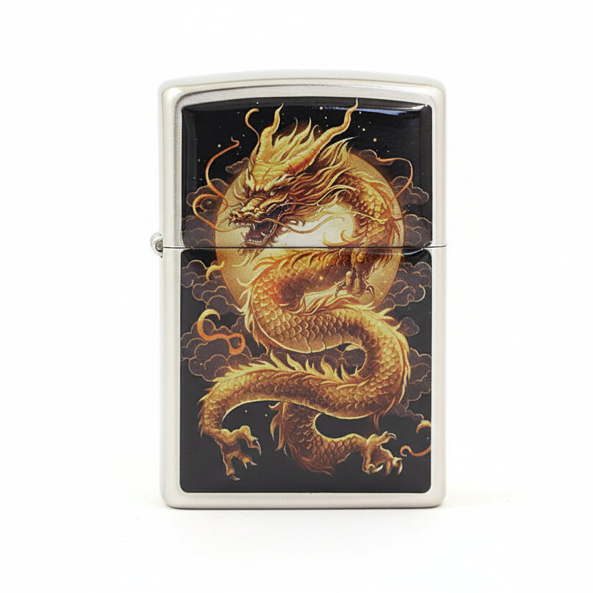 Zippo Smoked Chrome 'Flying Dragon In The Sky' - DS127