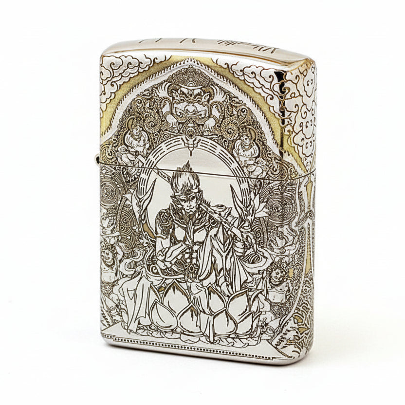 Zippo Two Tone Deep Carved Victorious Fighting Buddha Lotus - SC20