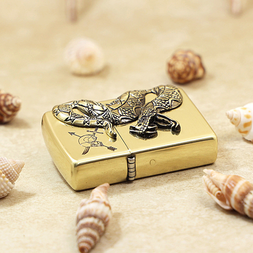 Zippo Venomous Snake Emblem Antique Brass - JP49
