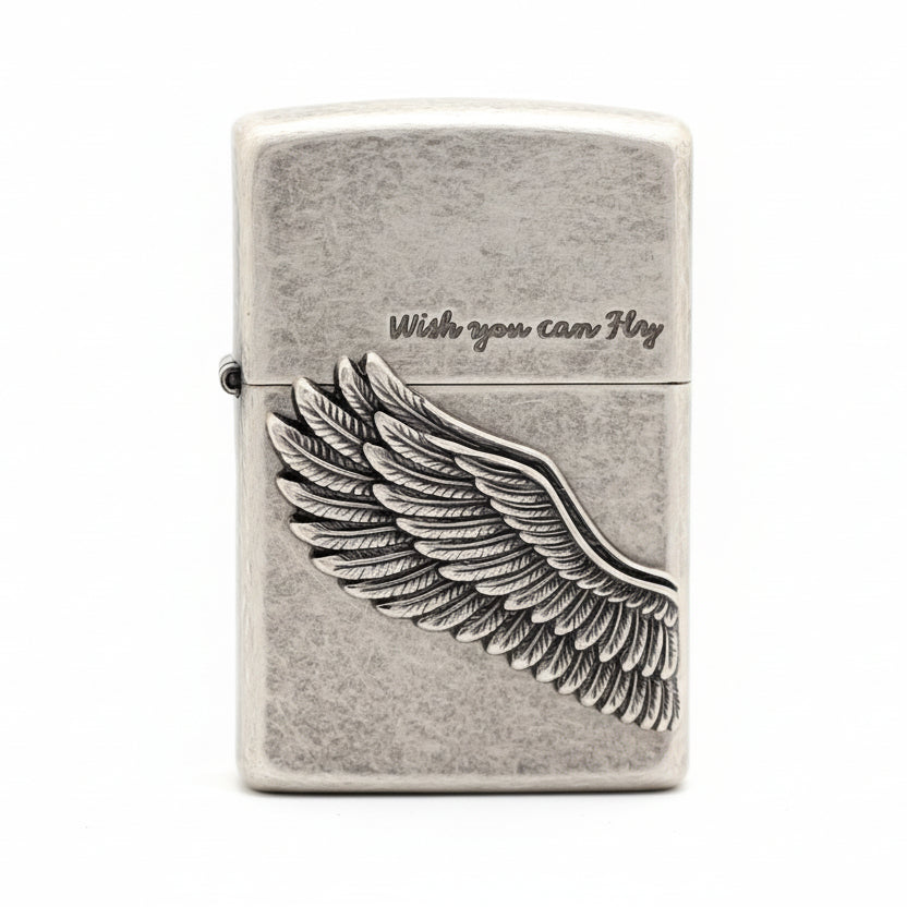 Zippo Antique Silver Fly Higher Angel Wing Edition - KR18