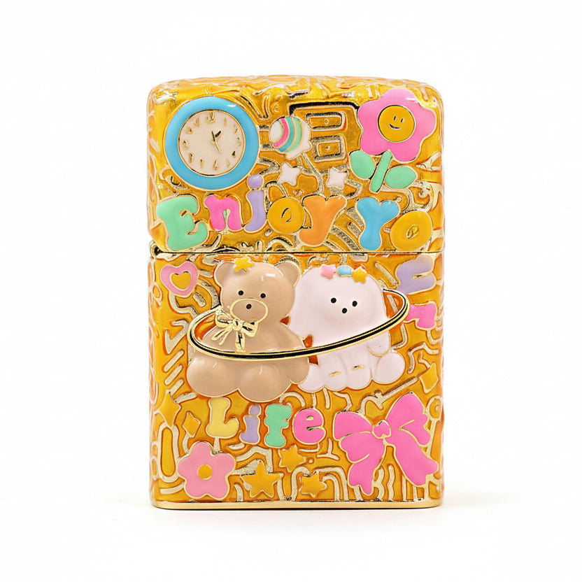 Zippo Gold-Plated Shell Case Enjoy Life Bear - CM71