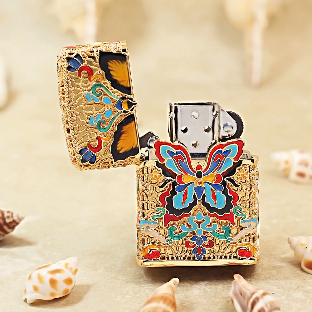 Zippo Gold-Plated Shell Cloisonné Dunhuang Dream Butterfly - CM78