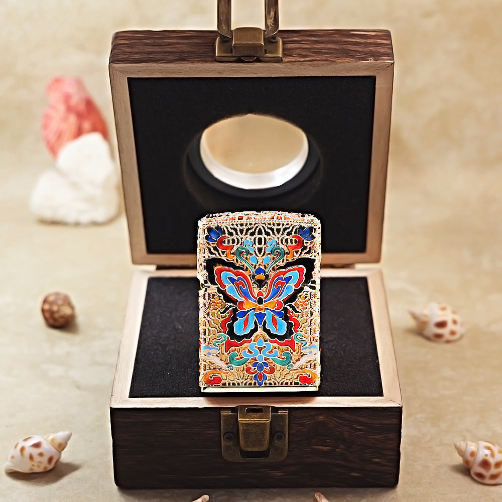 Zippo Gold-Plated Shell Cloisonné Dunhuang Dream Butterfly - CM78