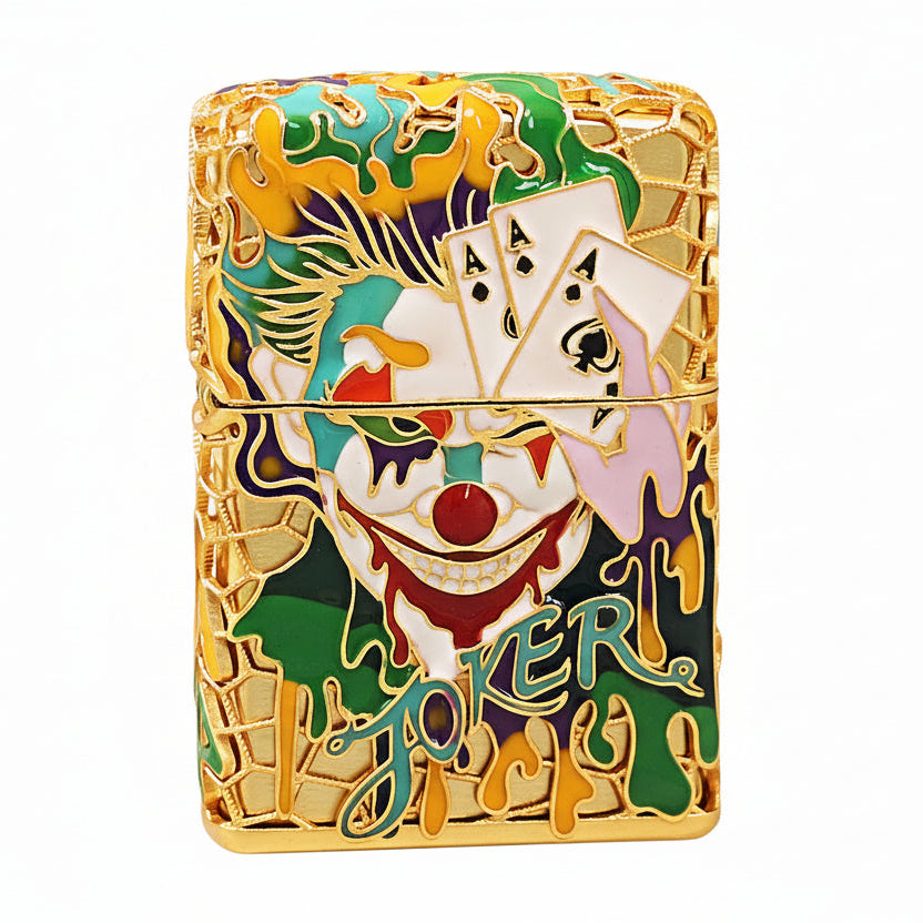 Zippo Gold Filigree Cloisonné Enamel Luminous Joker Character - CM106
