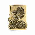 Zippo Gold Polished Heavy Relief Snake God Emblem - KR19
