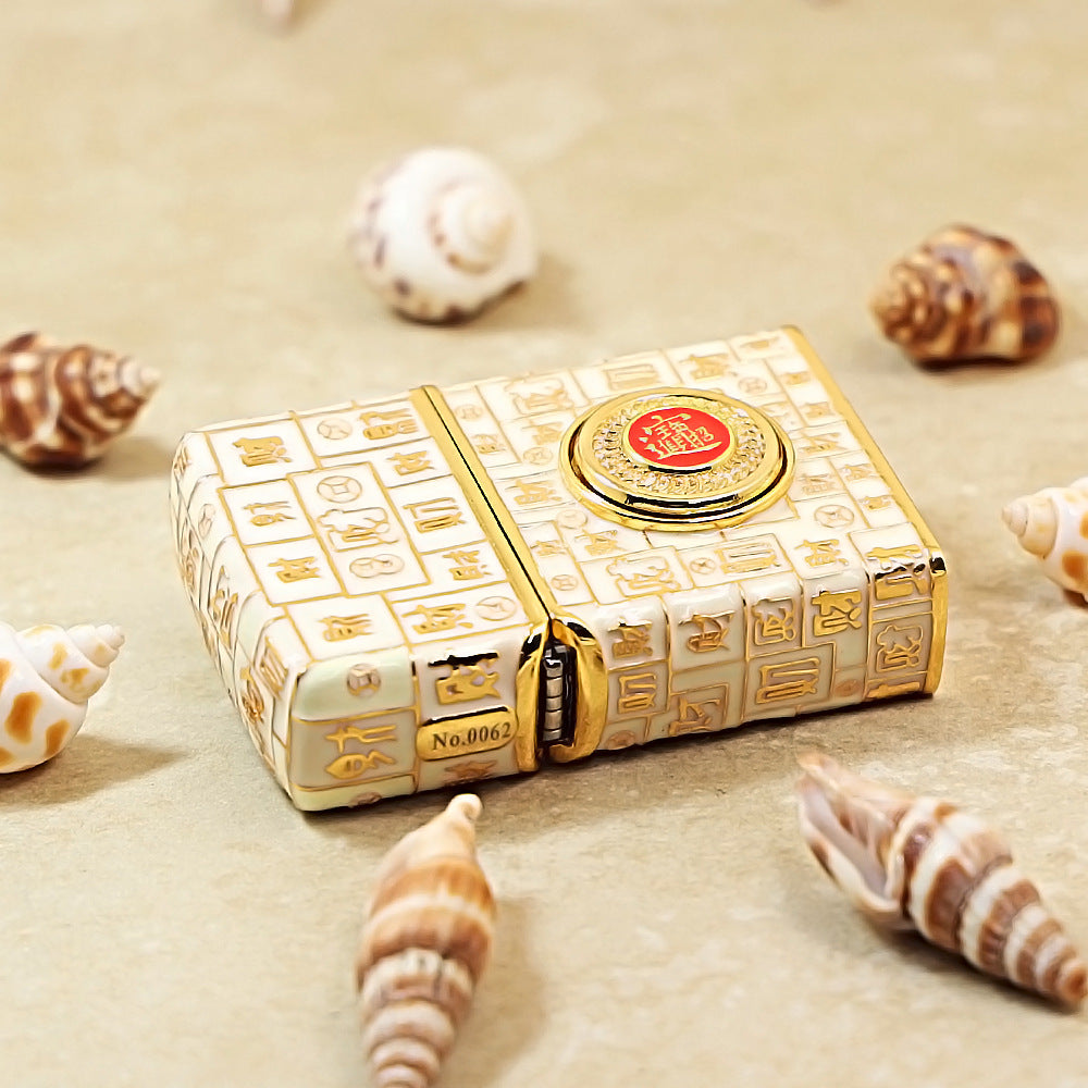 Zippo Gold Shell Case Luminous Mahjong Hundred Wealth - CM69