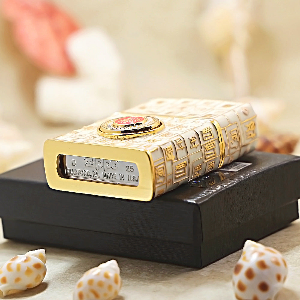 Zippo Gold Shell Case Luminous Mahjong Hundred Wealth - CM69
