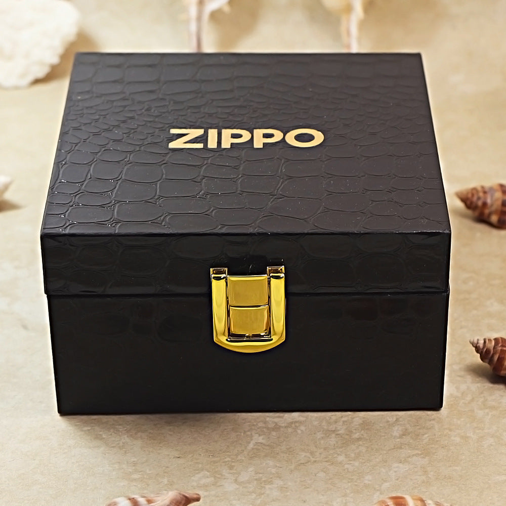 Zippo High-Polish Silver Full Crystal Pavé "Zi" Emblem Shell Lighter - CM102