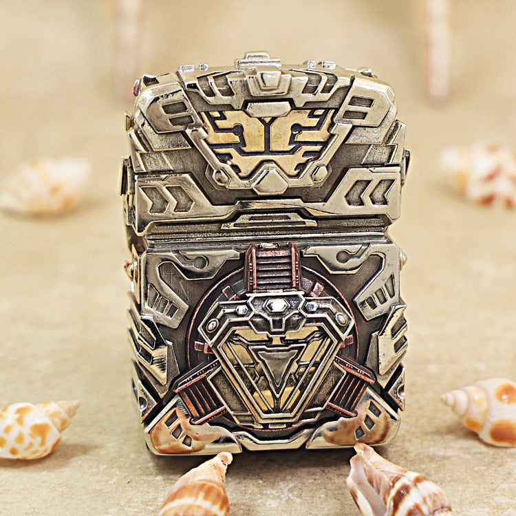 Zippo Satin Chrome Thunder Mecha Armor Shell Case - CM59