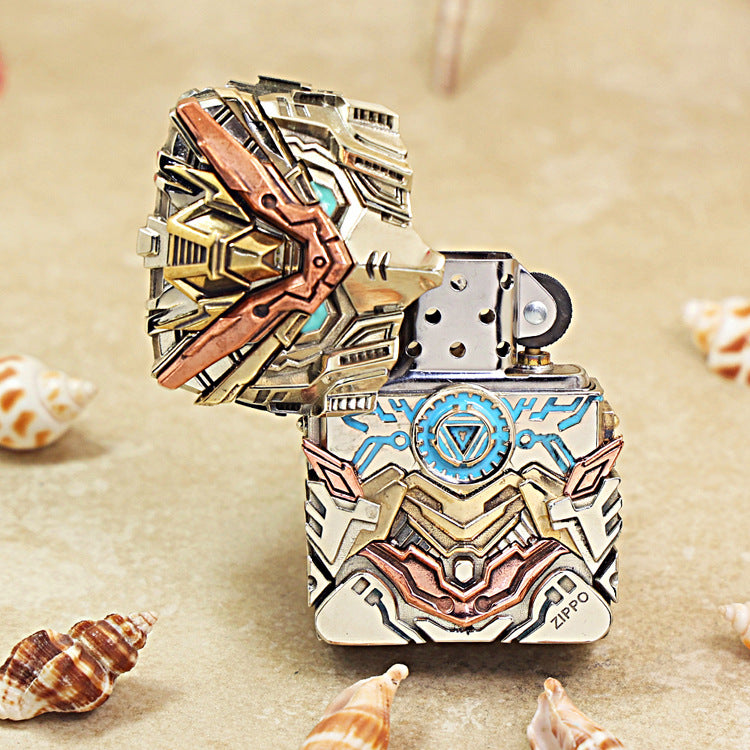 Zippo Satin Chrome Thunder Mecha Armor Shell Case - CM59