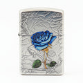 Zippo Silver-Plated Embossed Blue Enchantress Rose - DS167