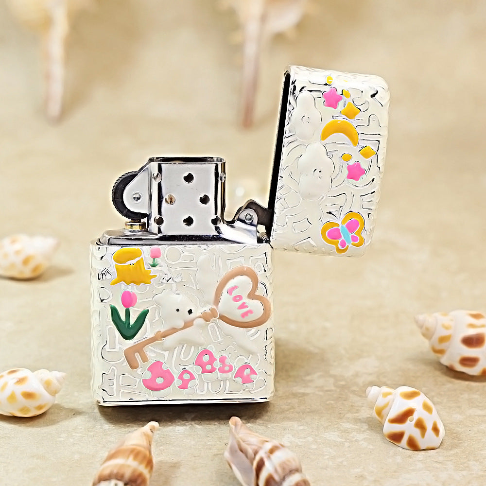 Zippo Silver-Plated Shell Case Enjoy Life Bear - CM72