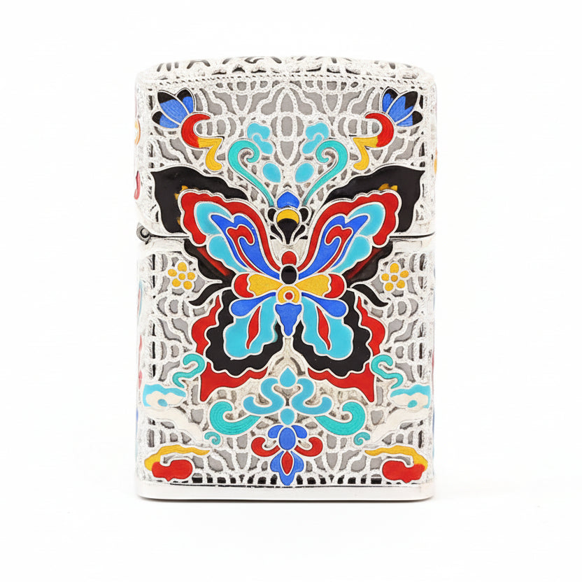 Zippo Silver-Plated Shell Cloisonné Dunhuang Dream Butterfly - CM77