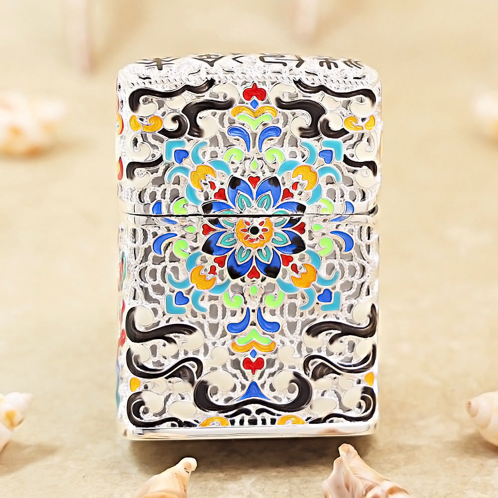 Zippo Silver-Plated Shell Cloisonné Dunhuang Dream Butterfly - CM77