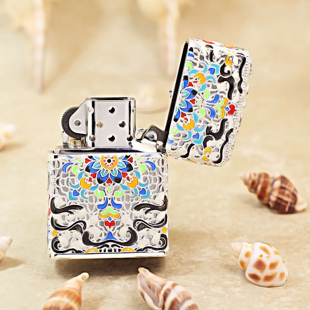 Zippo Silver-Plated Shell Cloisonné Dunhuang Dream Butterfly - CM77