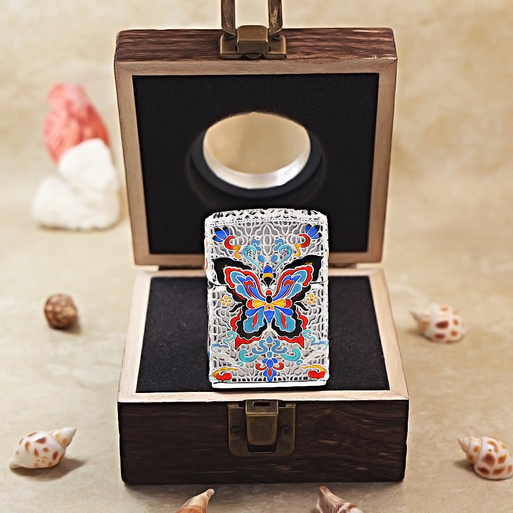 Zippo Silver-Plated Shell Cloisonné Dunhuang Dream Butterfly - CM77