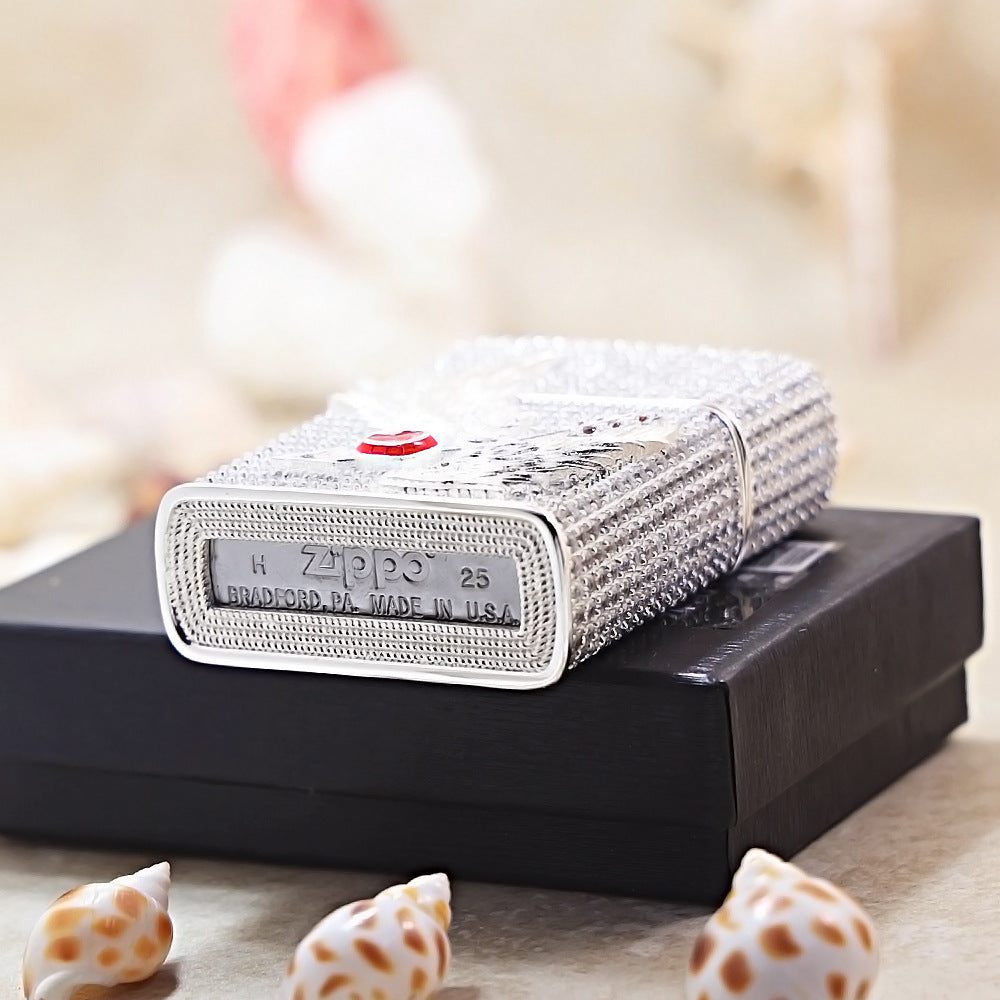 Zippo Silver-Plated Shell Crystal Cupid Arrow - CM81