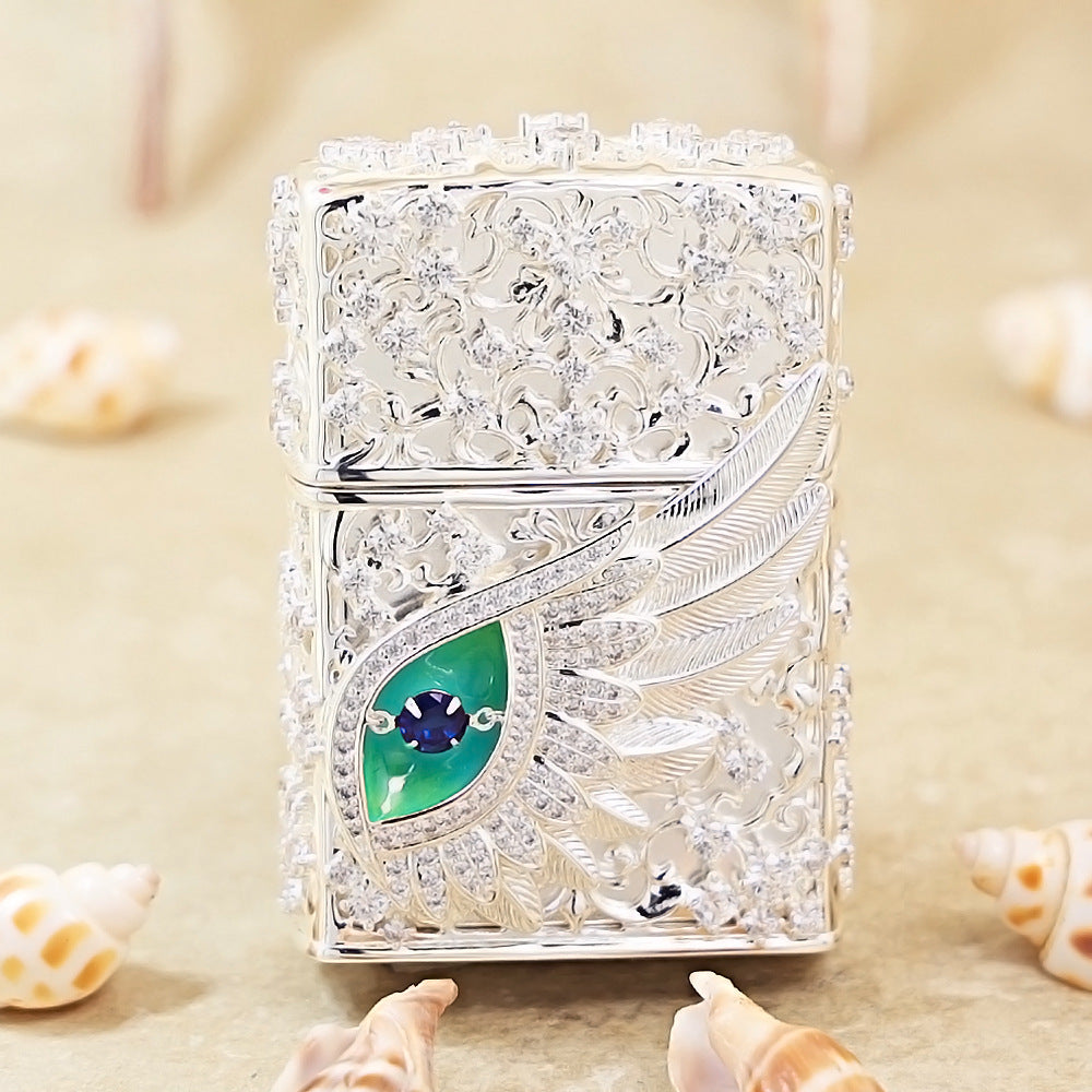 Zippo Silver-Plated Shell Jeweled Angel Eye - CM67